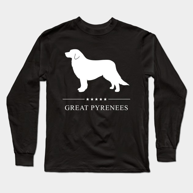 Great Pyrenees Dog White Silhouette Long Sleeve T-Shirt by millersye